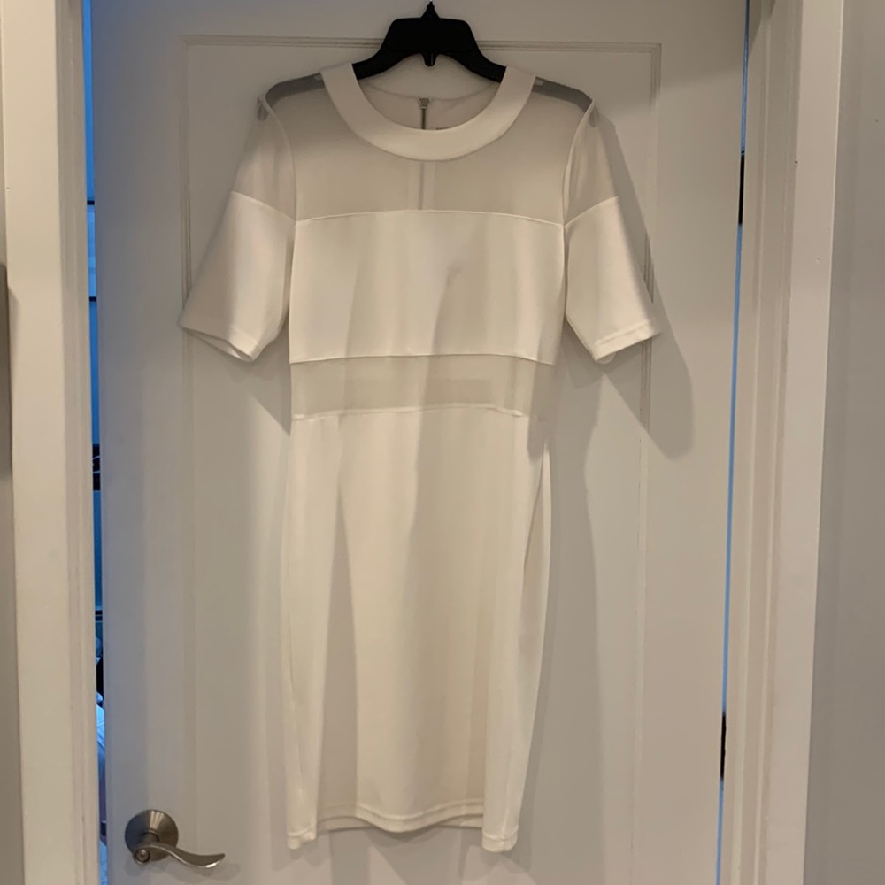 White Sheer Block Dress
